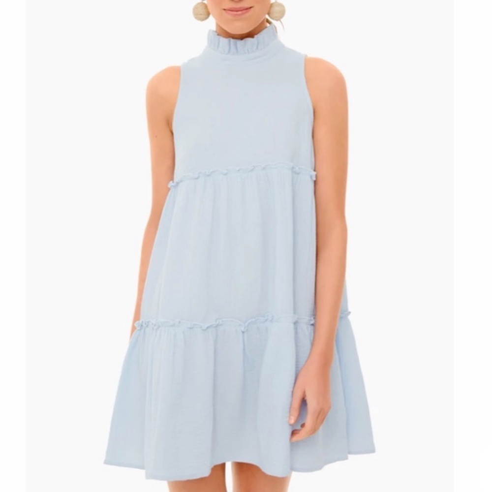 Tuckernuck Light Blue Sleeveless Tiered Mini Dress
